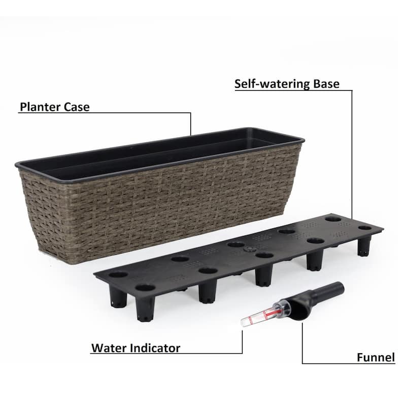 2-Pack Smart Self-watering Hand Woven Wicker Planter