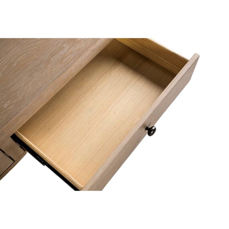 Cherie Coffee Table, 2 Drawers, Light White Washed Wood, 52 Inch