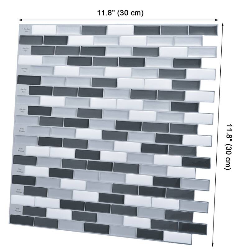 Art3d 12"×12" Vinyl Peel and Stick Backsplash Tile (6-Pack) Cold Mix