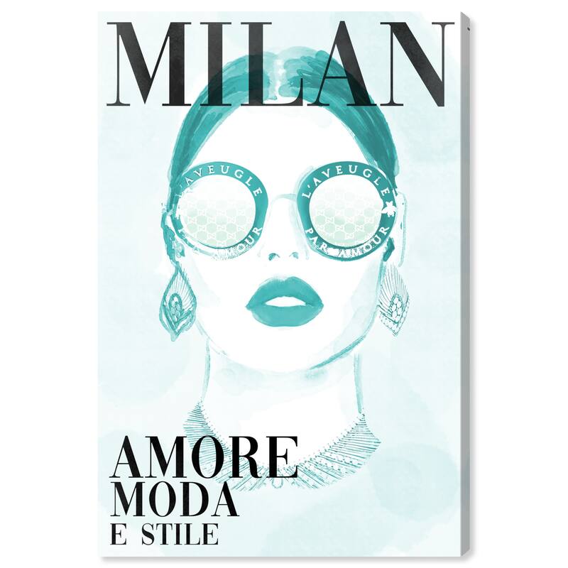 Wynwood Studio Canvas Fashion and Glam Cover Watercolor Milan Aqua Blue and Blue Modern & Contemporary Wall Art Canvas Print