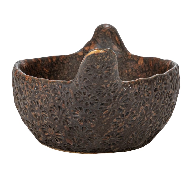 Debossed Stoneware Bowls with Reactive Glaze