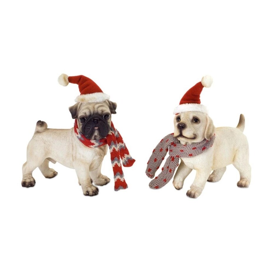 Santa Fabric Dog Figurine Wearing Scarf and Hat with Christmas Gifts -  Wondershop™