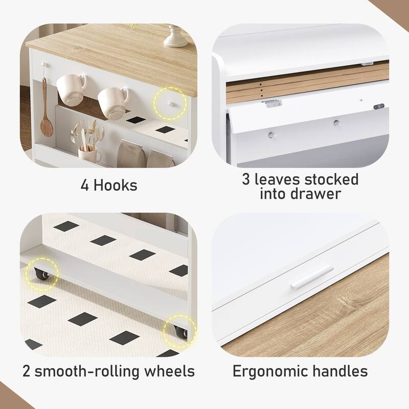 2-in-1 Buffet Hutch Storage Cupboard with Foldable Dining Table