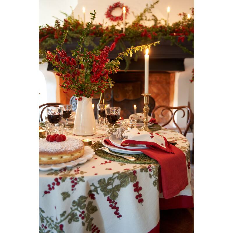 Gooseberry Square Red/ Green Cotton Tablecloth