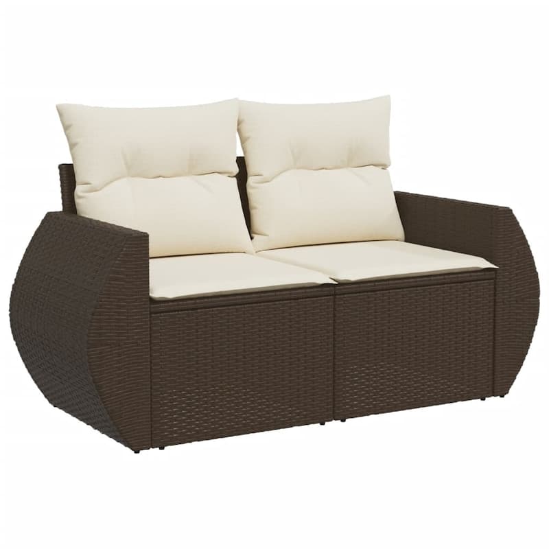 vidaXL Patio Sofa Set with Cushions Outdoor Furniture 8 Piece Poly Rattan