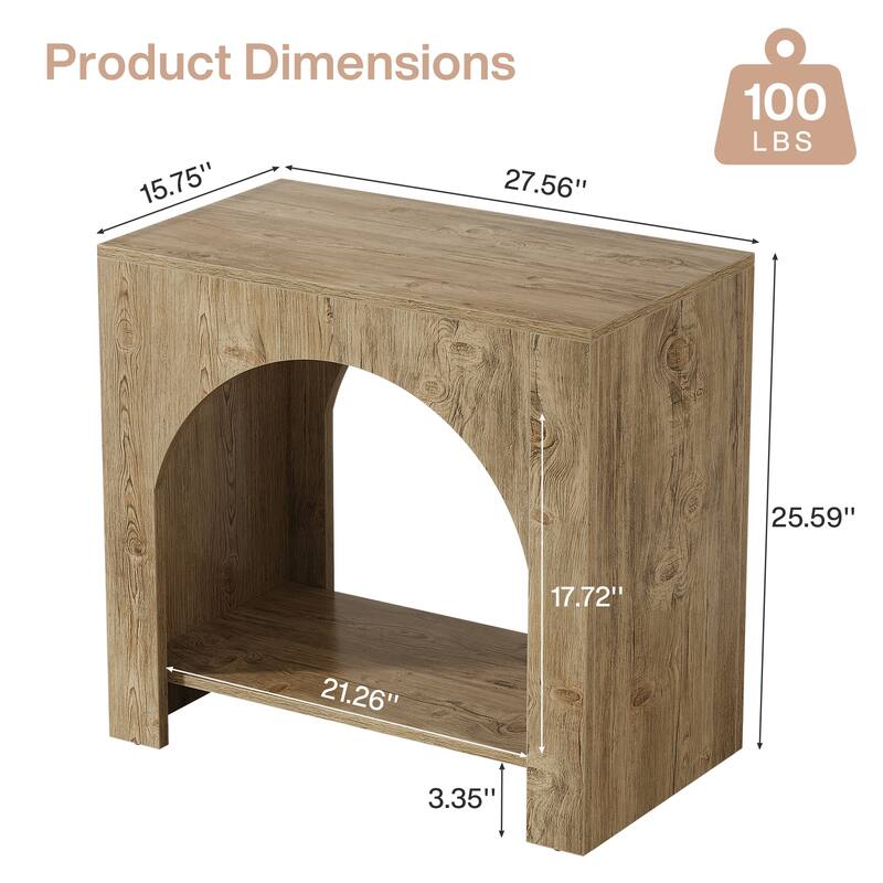 Farmhouse End Table for Living Room Large Side Table with Storage Sofa Table