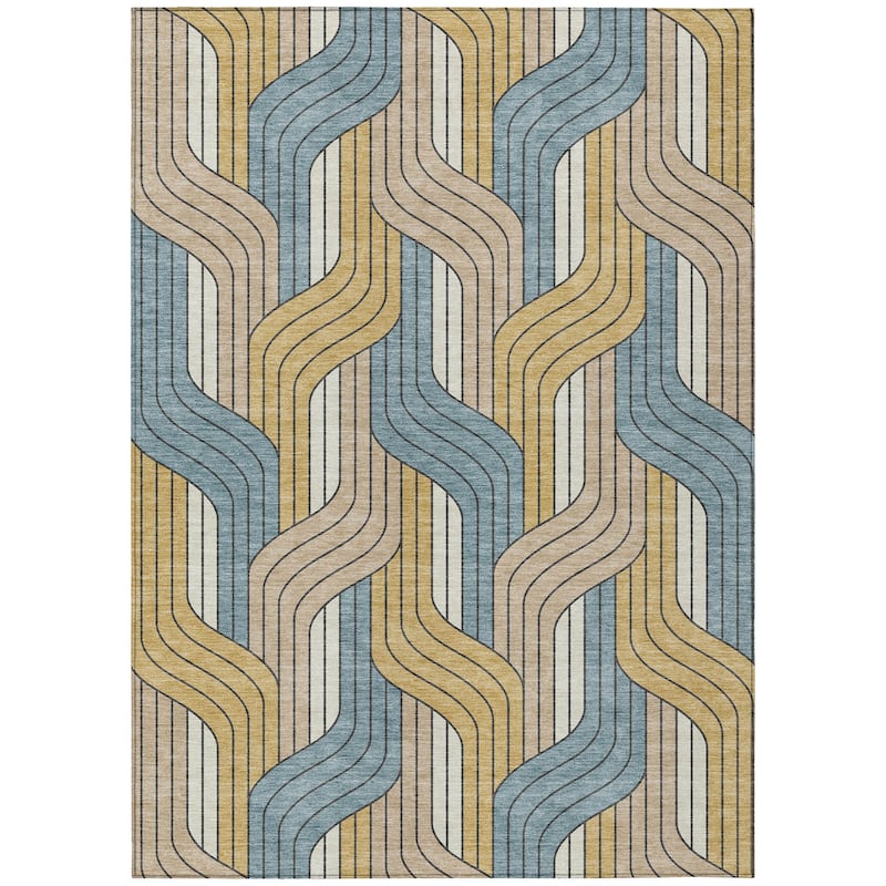 Machine Washable Indoor/ Outdoor Modern Pathway Chantille Rug