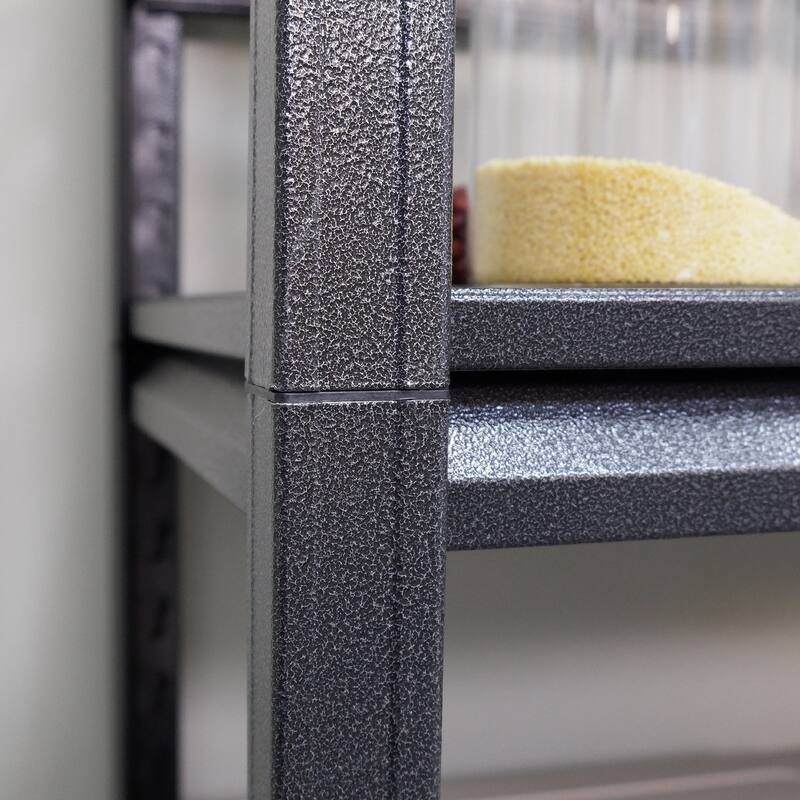 3 Tier Metal Shelf, 31.50 Inch High Freestanding Shelf, Adjustable Divider Unit, Black, Need to Assemble