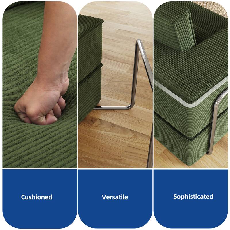 103.5" Convertible Cloud Sectional Couch, Comfy Corduroy Sectional Sofa with Deep Seat & High Pillows