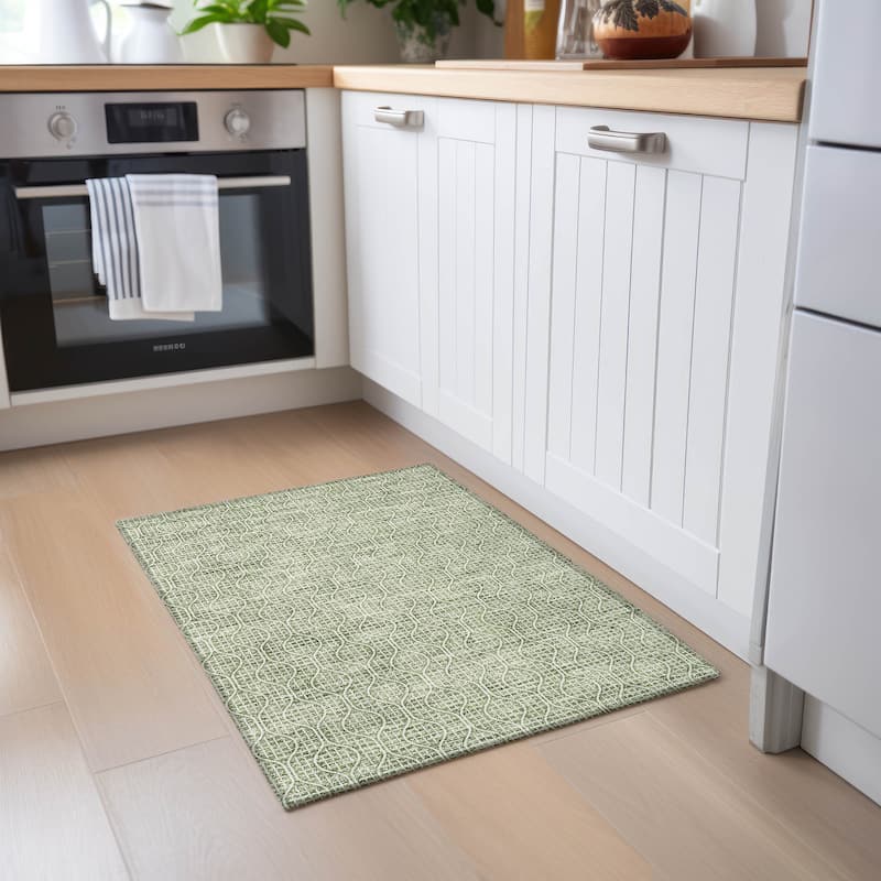 Machine Washable Indoor/ Outdoor Chantille Criss Cross Geo Rug