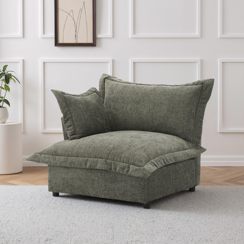 Upholstered Chenille Arm Club Chair Cloud corner cahir - Gray-left facing - Corner Chair