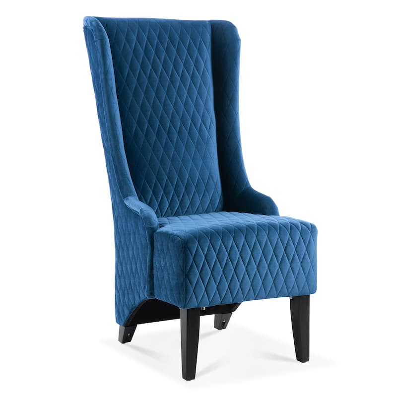 Upholstered Velvet Accent Chair with High Wingback and Wooden Legs