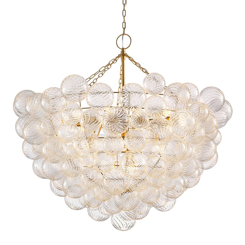 Gold Bubble Ball Chandelier, LED Pendant Light with Glass Globes