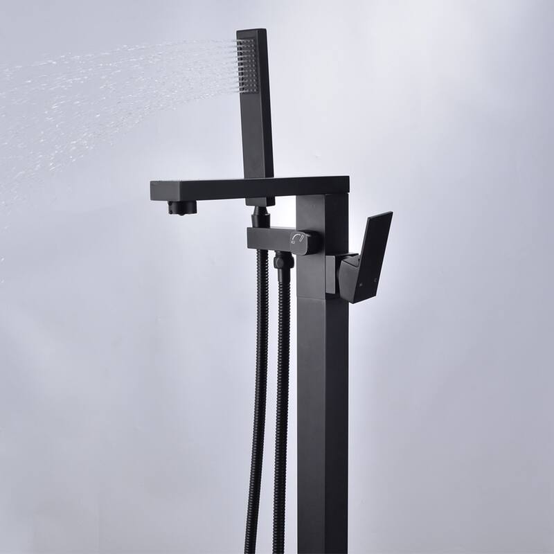 Single Handle Floor Mounted Freestanding Tub Filler with Handshower