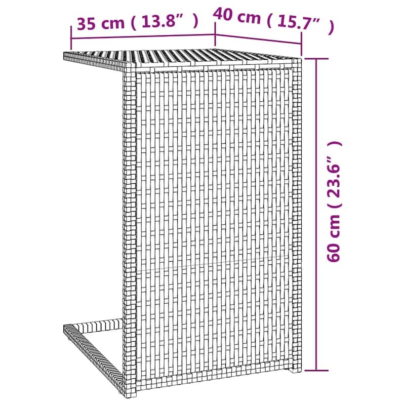 vidaXL C Table Brown/Black 15.7"x13.8"x23.6" Poly Rattan - 15.7" x 13.8" x 23.6" - Black
