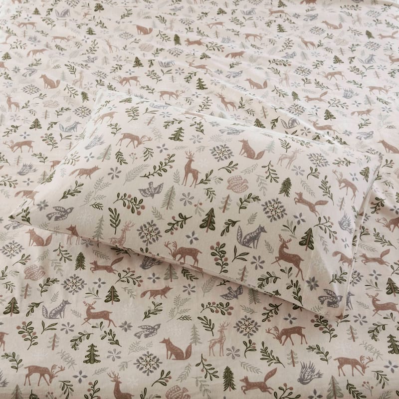 Madison Park Cozy Cotton Flannel Printed Sheet Set