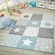 preview thumbnail 4 of 8, Kids Rug for Nursery Checkered with Stars in Pastel Colors