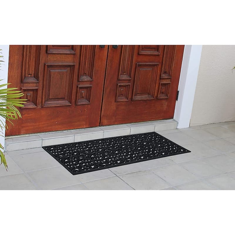 A1HC Rubber Iron Beautiful Hand Finished Elegant Large Double Doormat 18"X48"