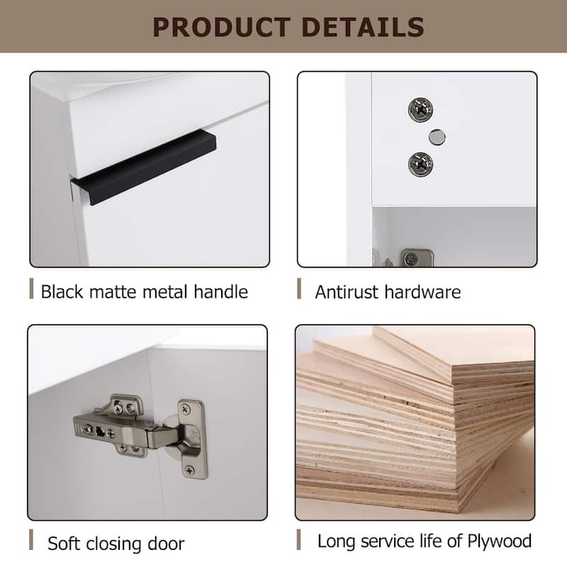 Soft Close Doors Bathroom Vanity With Sink,16 Inch For Small Bathroom
