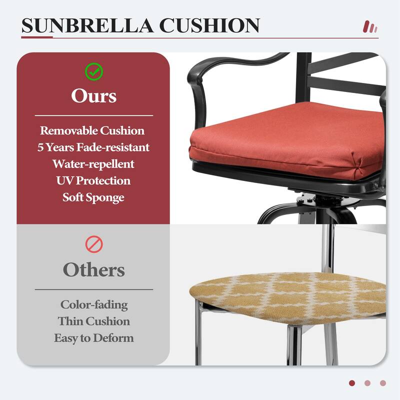 3/5-Piece Set Outdoor Patio Aluminum Sunbrella Swivel Bar Stools and Table