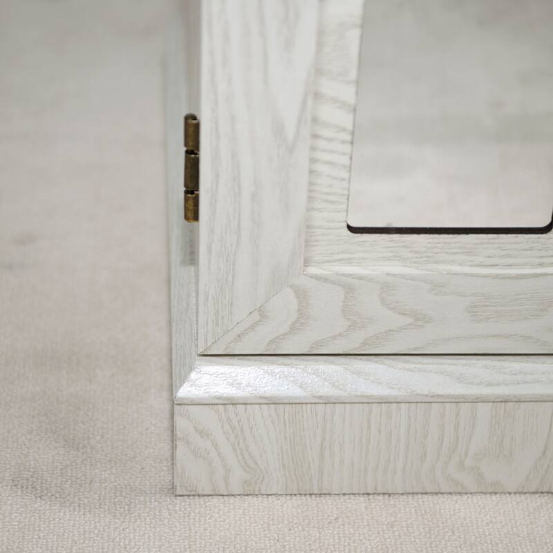 Anmytek 2 Door Acrylic Mirrored Sideboard Cabinet White Wood Grain