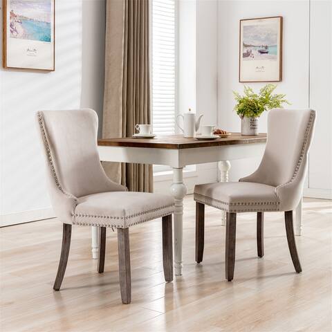 Clihome Set of 2 Upholstered Wing-Back Dining Chair