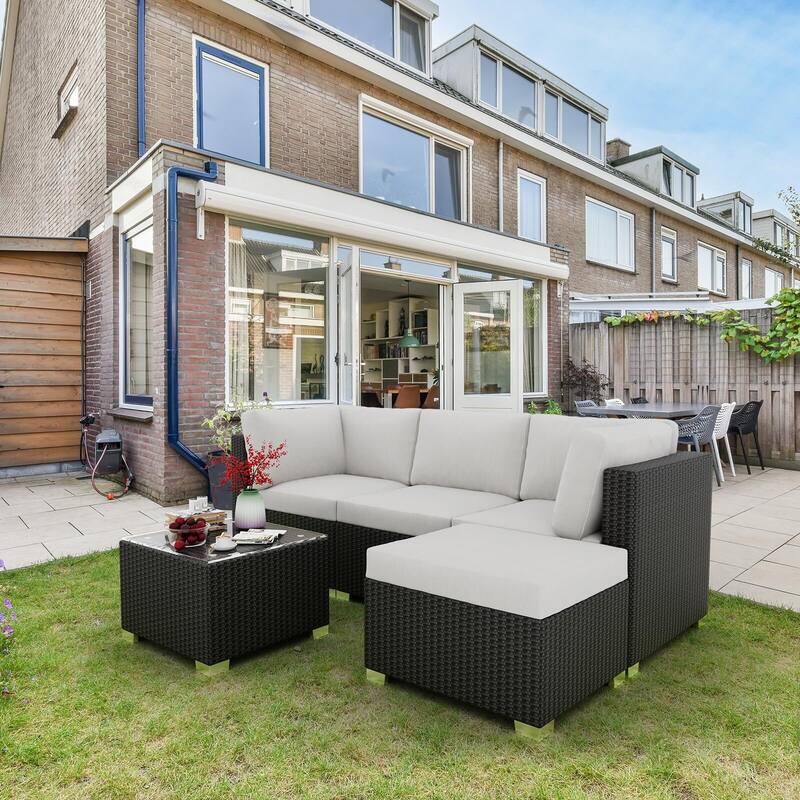 Patio Furniture Set, 5pcs Outdoor Rattan Wicker Furniture