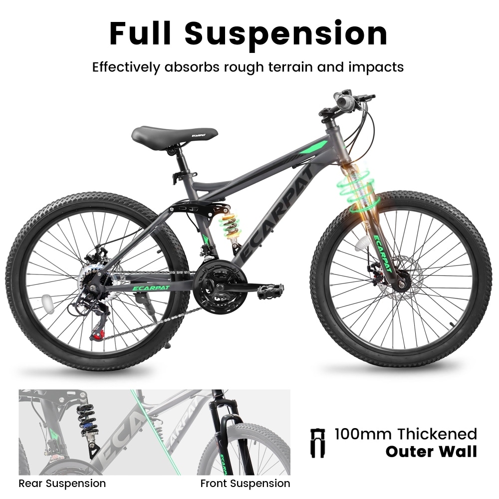 24 in. Steel Mountain Bike 21 Speed Front Fork Rear Shock Absorber Bed Bath Beyond 39873476