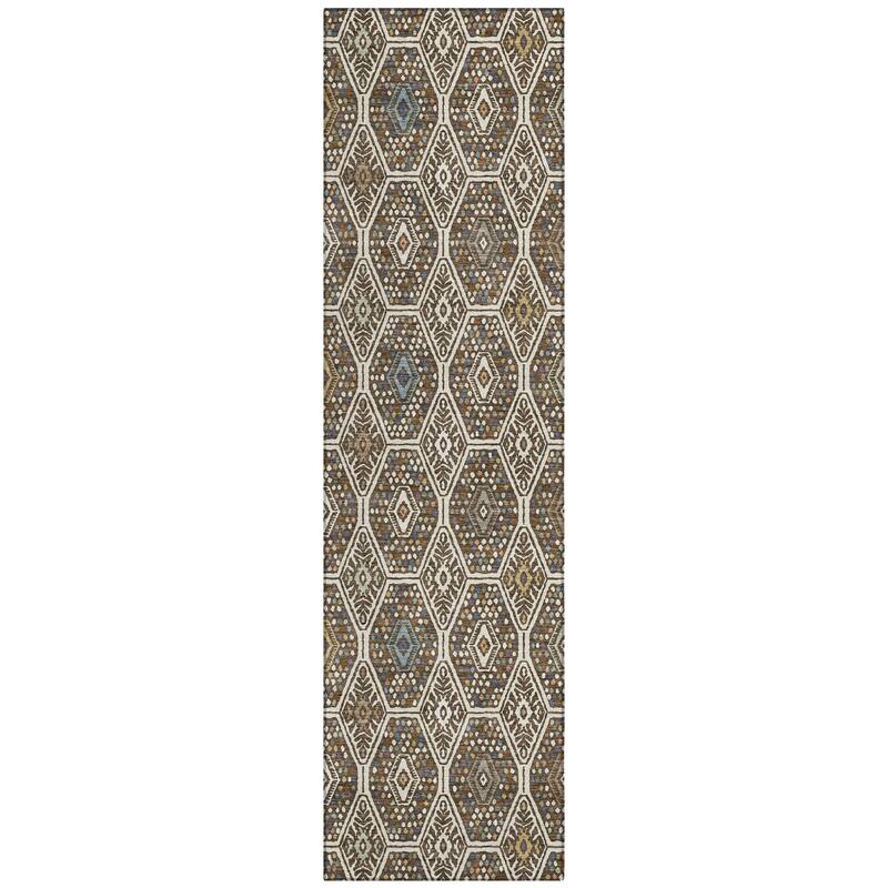 Machine Washable Indoor/ Outdoor Modern Hexi Chantille Rug