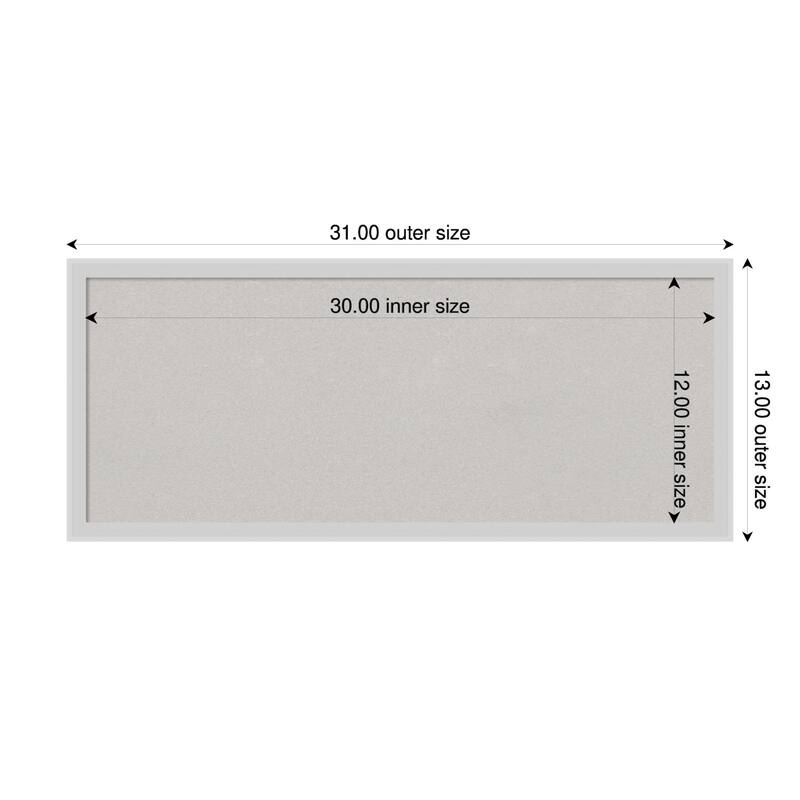 Incline Silver Wood Framed Cork Board - Bulletin Board, Organization Board, Pin Board - Grey - 31 x 13 in