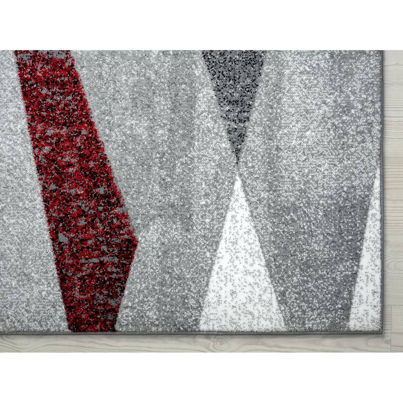 Abani Laguna LAG100D Multi Triangle Faded Red Grey Area Rug