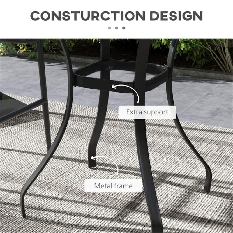 Square Outdoor Coffee Table with Metal Frame and Wood Grain Plastic Top for Patio and Garden - 28" L x 28" W x 36.5" H