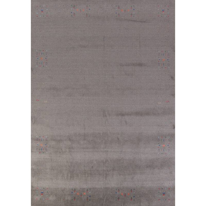 Hand Knotted Oriental 100% Wool Carpet Tribal Tribal Greys & Charcoal Gabbeh Area Rug - 12' 3'' X 8' 11''