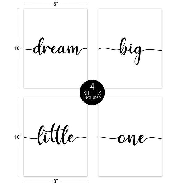 Inspirational Quote Wall Decor Art Prints (Set of 4) - Black and White Modern Contemporary Minimalist Typography Dream Big