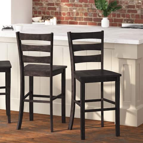 Ladderback Wooden Bar Height Stools with Footrest