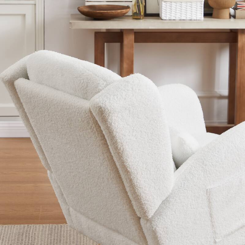 Ivory Rocking Chair with Thickened Rubber Wood Base