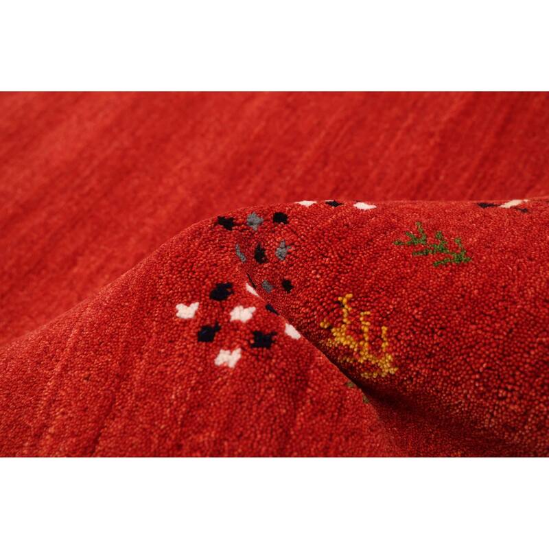 ECARPETGALLERY Hand Loomed Kashkuli Gabbeh Red Wool Rug - 5'0 x 7'9