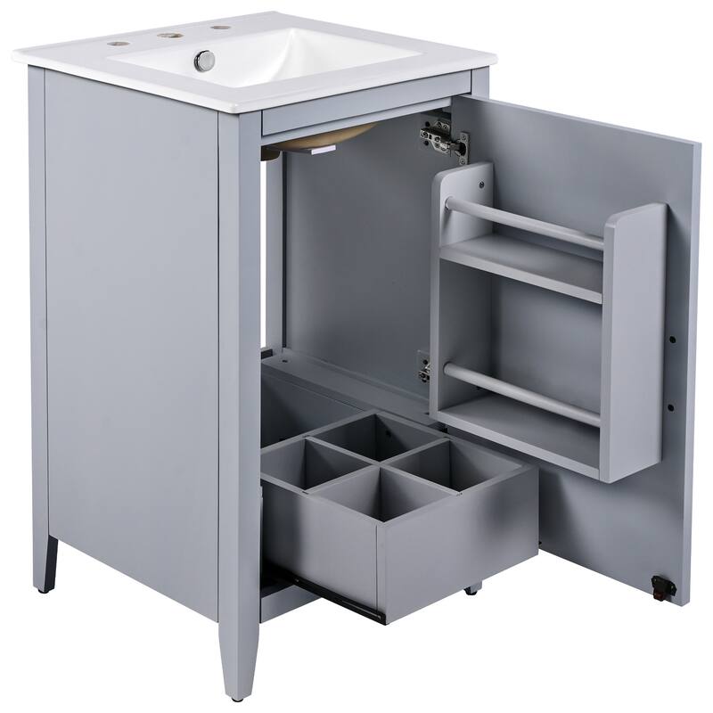 Bathroom Vanity with Sink,Door Shelf,Soft-closing Door