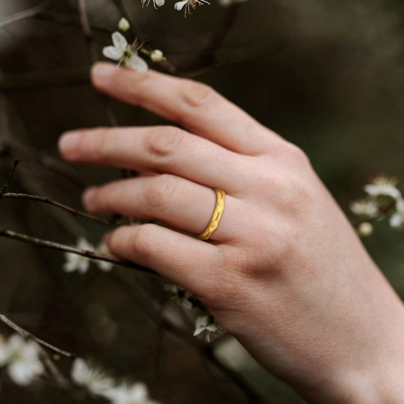 Miadora Faceted Wedding Band in 14k Yellow Gold