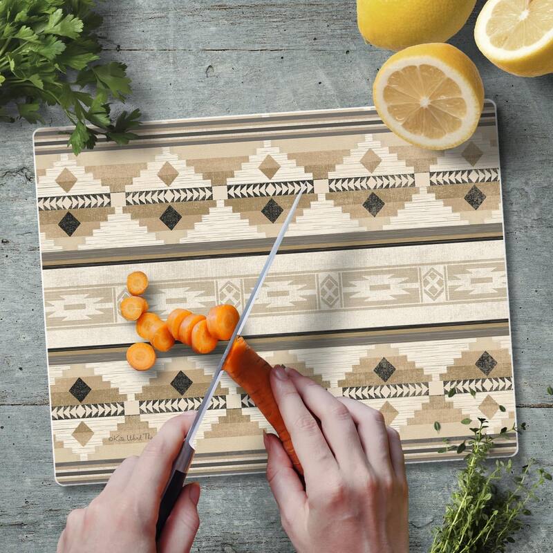 Neutral Aztec 3mm Heat Tolerant Tempered Glass Cutting Board 10” x 8” Manufactured in the USA Dishwasher Safe