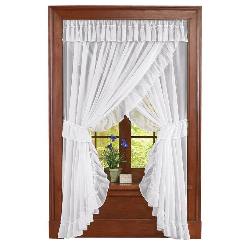 Isabella Ruffled Sheer Fabric Curtain Set - 10.630 x 8.500 x 2.500
