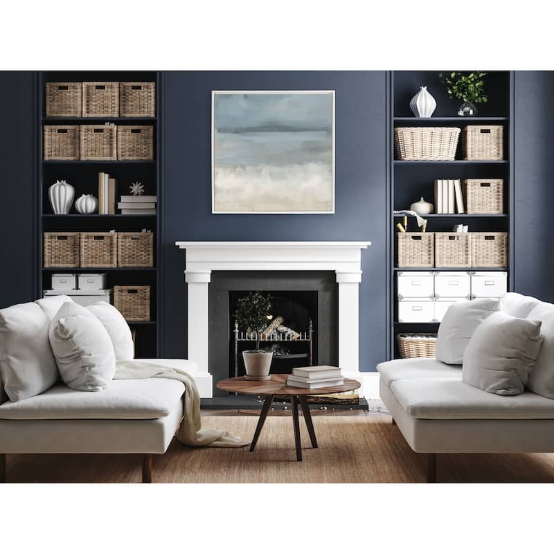 Kate and Laurel Sylvie Beaded The Blues Framed Canvas by Mary Sparrow