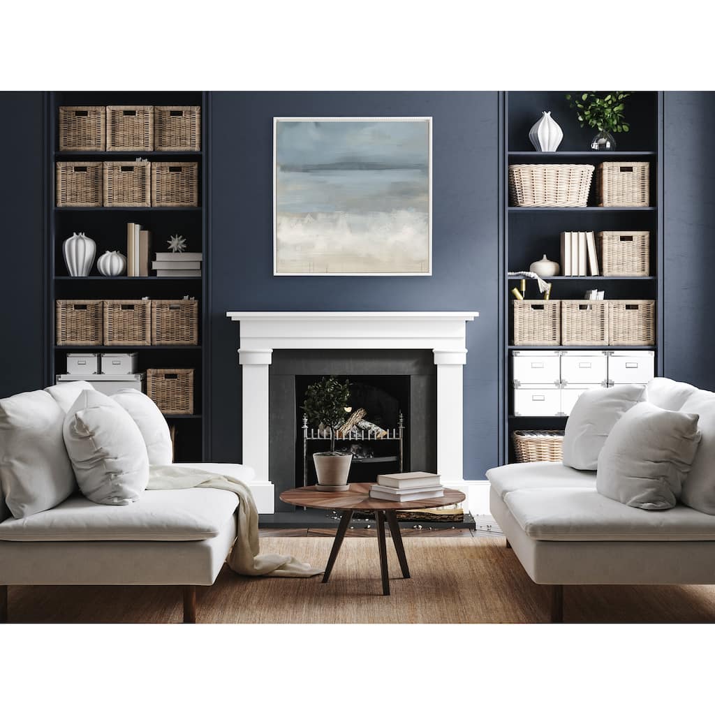 Kate and Laurel Sylvie Beaded The Blues Framed Canvas by Mary Sparrow