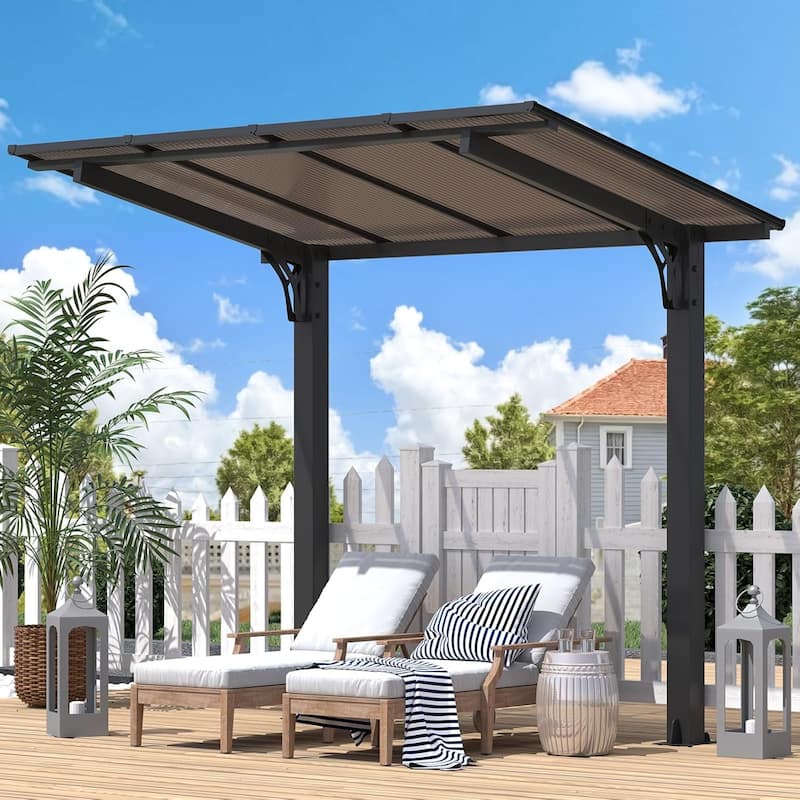 AECOJOY Outdoor Freestanding Gazebo for Patio, Lean to Hard Top Gazebo Carport Shelter Pergolas and Gazebos Clearance with Roof