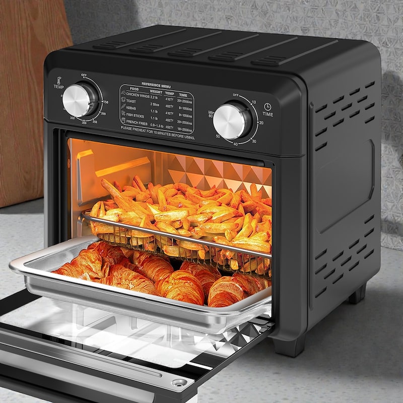 Compact Air Fryer Toaster Oven 11QT, Countertop 2 Slice Toaster Oven with Air Fry Bake Broil, 1000W