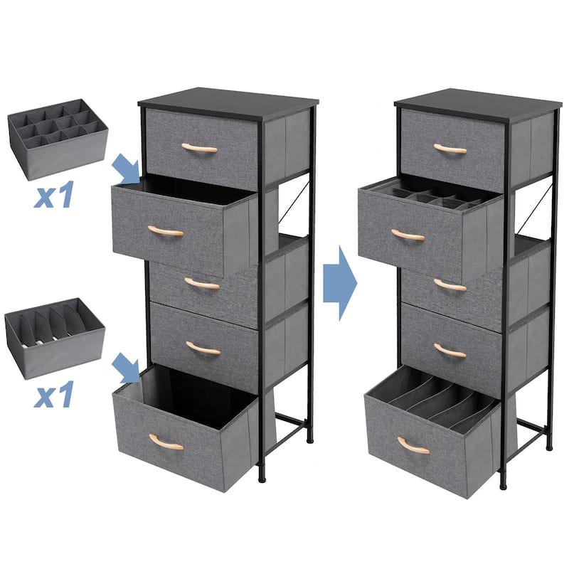 Crestlive Products Household 5-Drawer Vertical Dresser Storage Chest