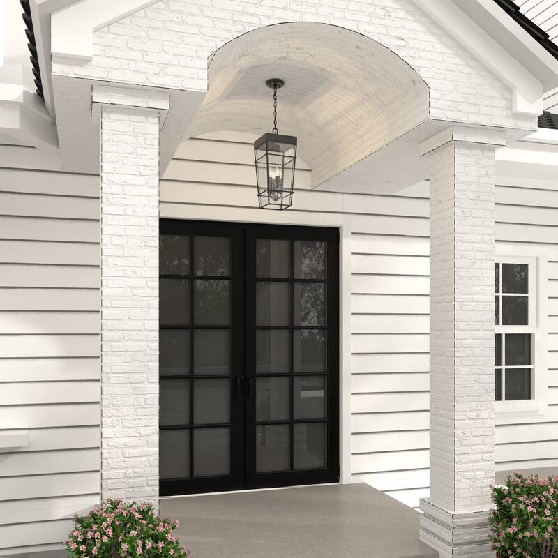 Acroma 3-Light Matte Black Outdoor Pendant Lantern