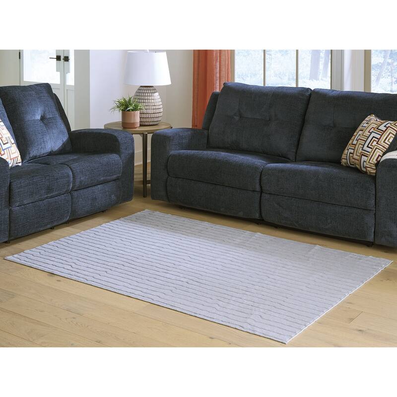 Signature Design by Ashley Worthley Light Gray Washable Area Rug - 60.5" W x 83.75" D x 0.25" H