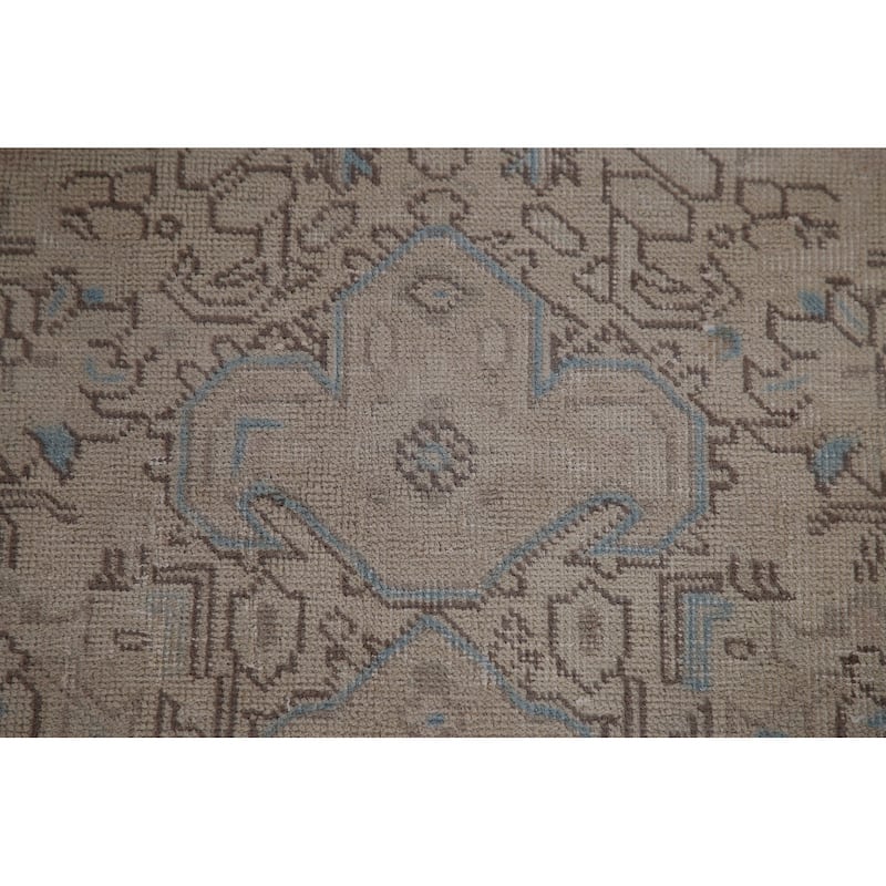 Distressed Muted Tabriz Persian Rug Handmade Vintage Wool Carpet - 6'5" x 9'3"