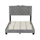 preview thumbnail 32 of 40, Elegant Velvet Queen Bed with Tufted Headboard and Rivet Trim